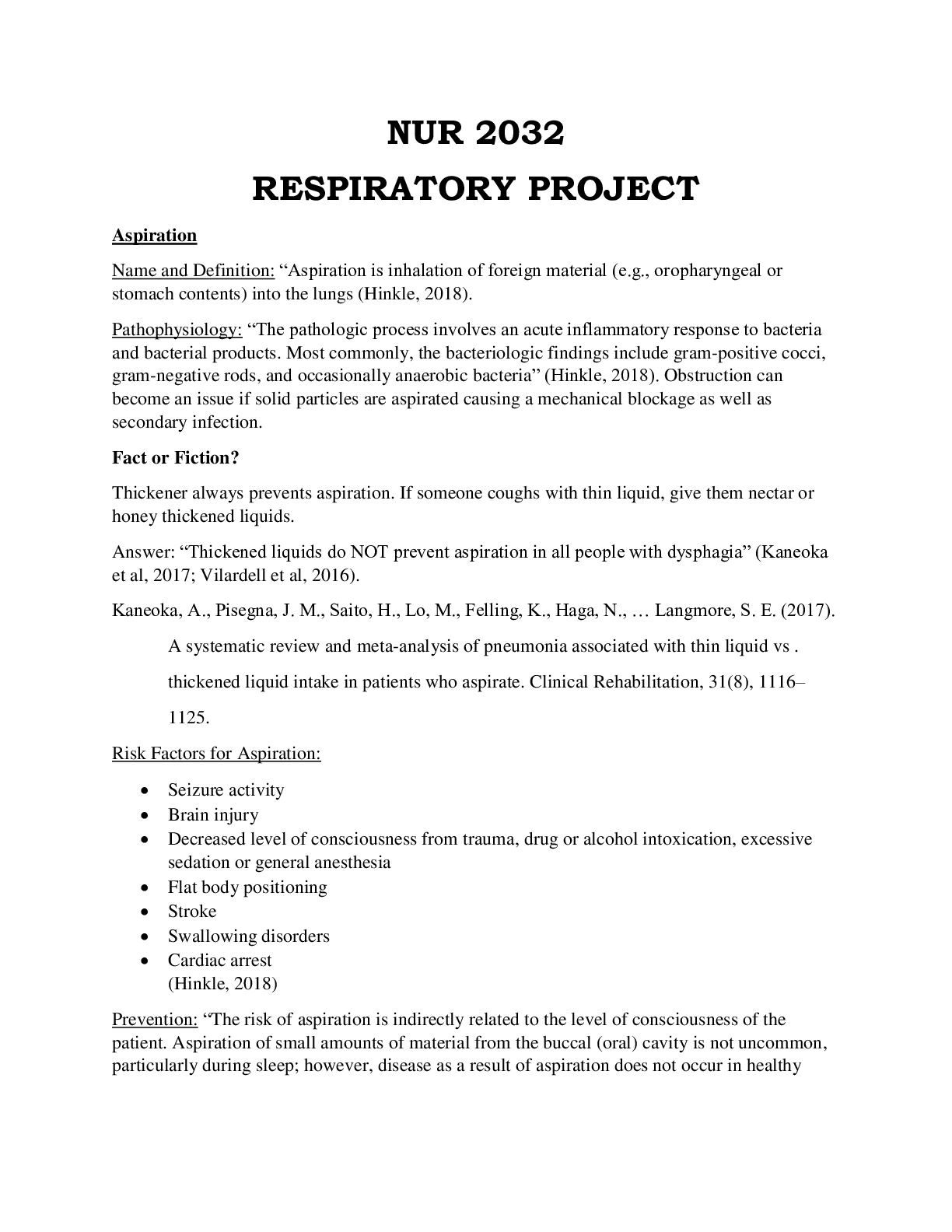 Preview image of NUR 2032 RESPIRATORY PROJECT document